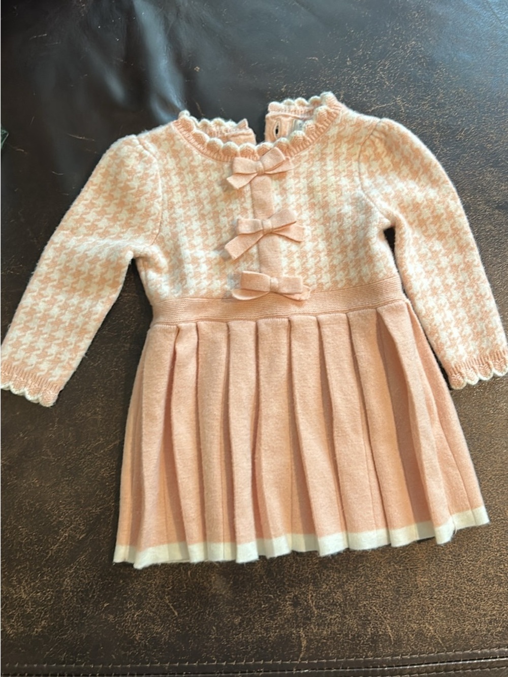 Rachel Zoe Pink Houndstooth Knit Dress with Bows